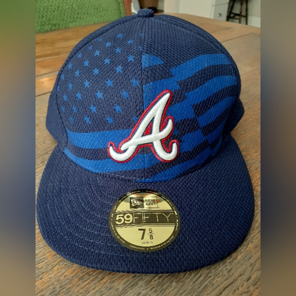 ⚾️59fifty New Era Atlanta Braves American Flag Hat/Cap Preowned